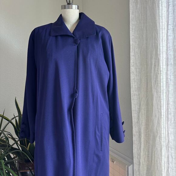 London Fog Women’s Petite 8 Coat Purple Wool Vintage Longline Parka Trench - Picture 1 of 3